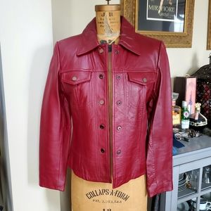 Nine West red leather jacket, size Small